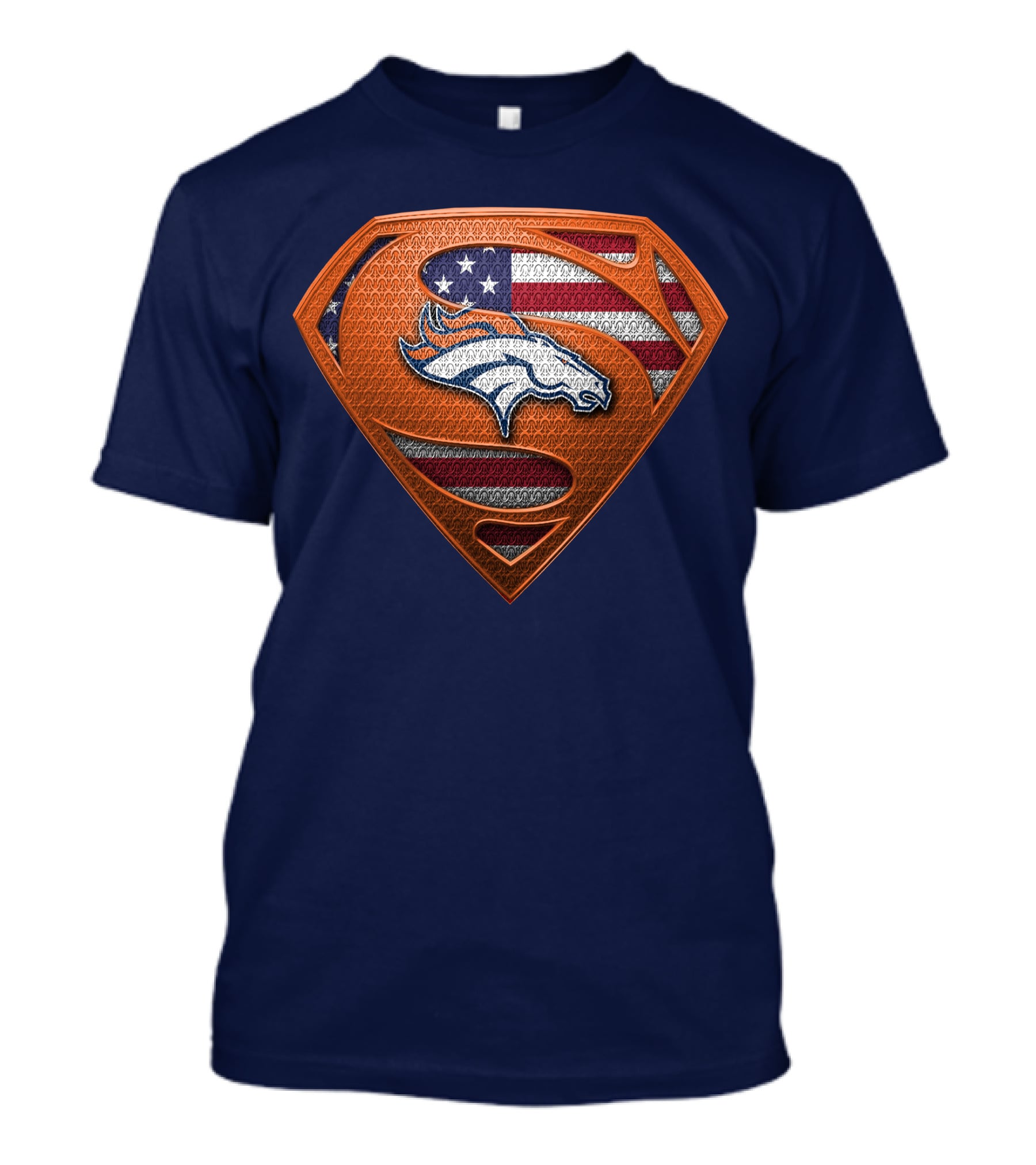 Denver Broncos Superhero Shield American Flag T-Shirt