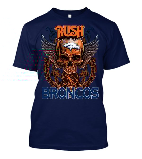 Rush Denver Broncos Skull Wings Chain T-Shirt