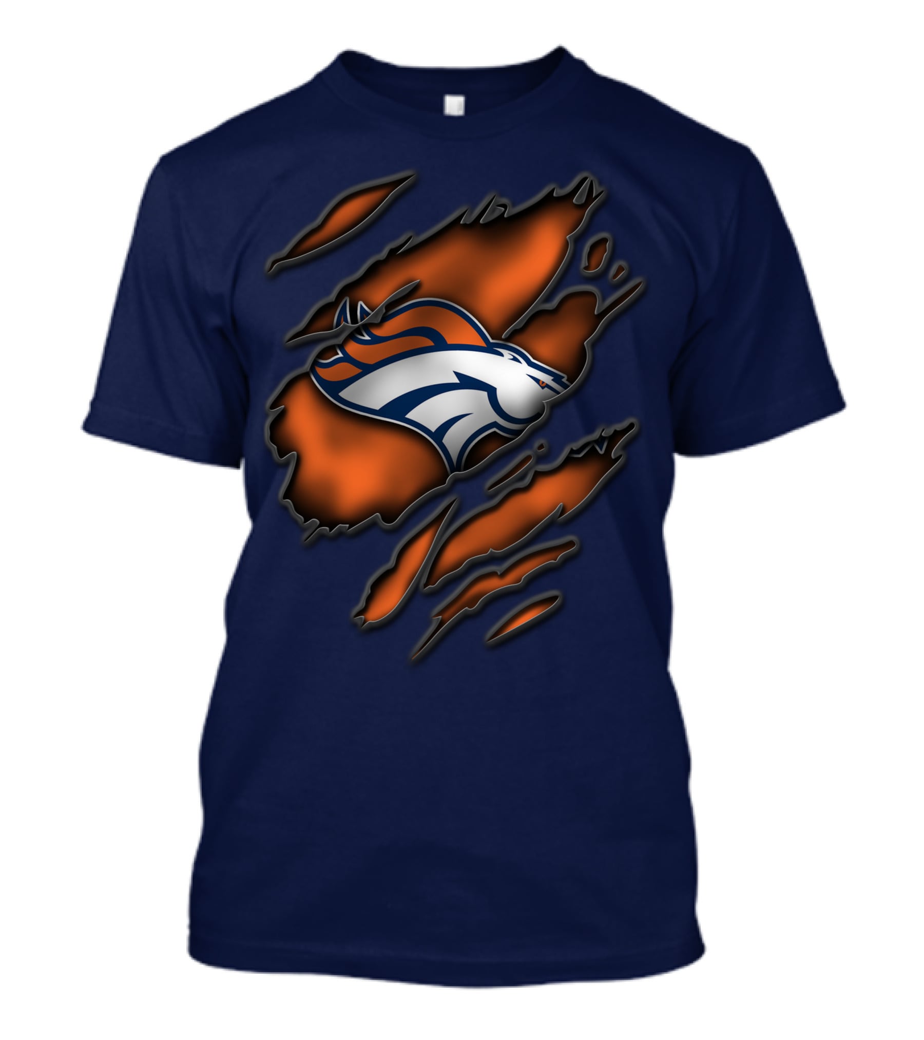 Torn Denver Broncos Logo Bold Fanwear Torn T-Shirt
