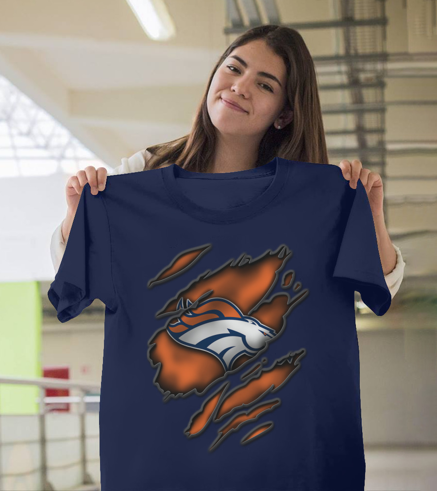 Torn Denver Broncos Logo Bold Fanwear Torn T-Shirt