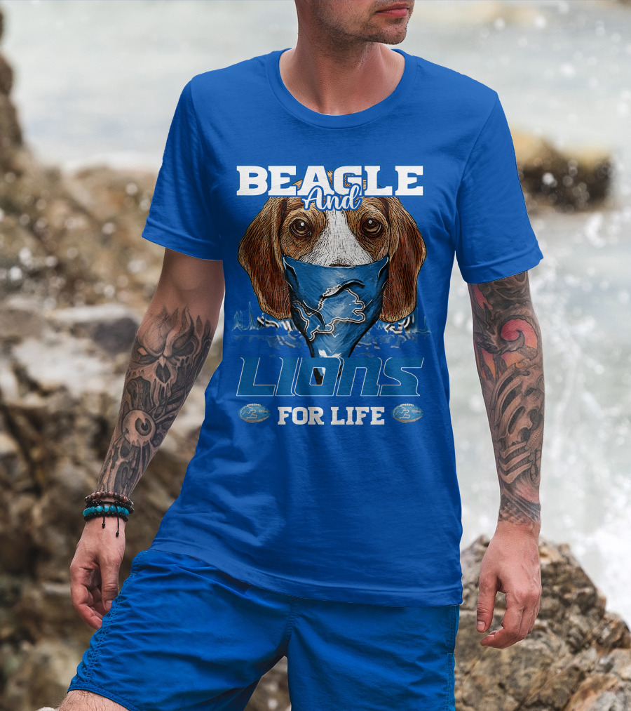 Beagle And Lions For Life Detroit Lions T-Shirt