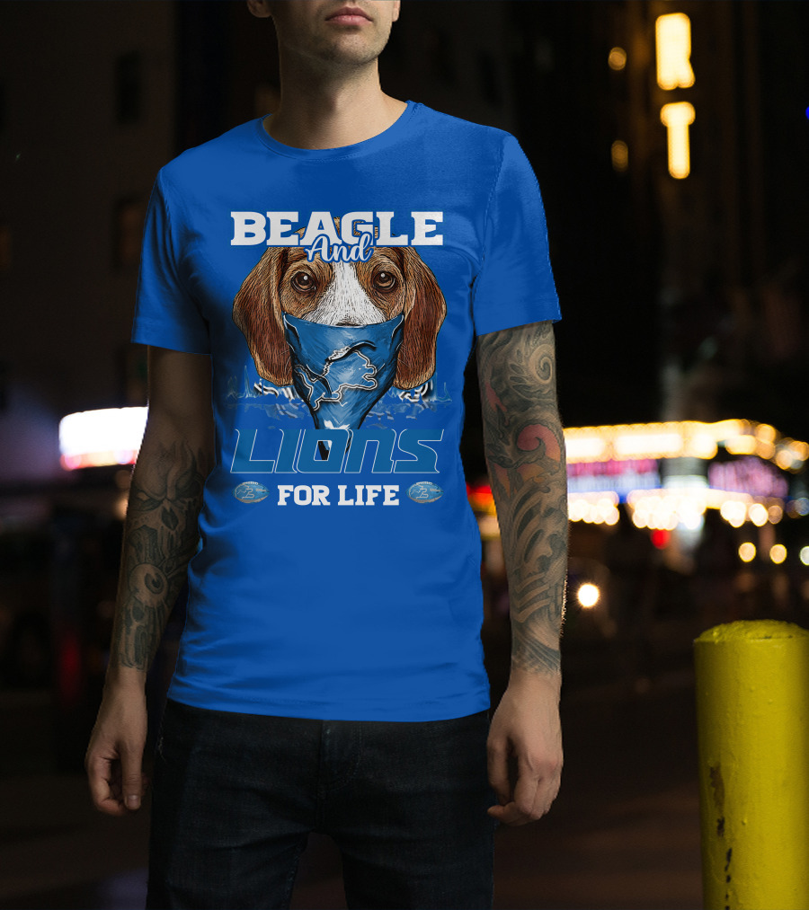 Beagle And Lions For Life Detroit Lions T-Shirt
