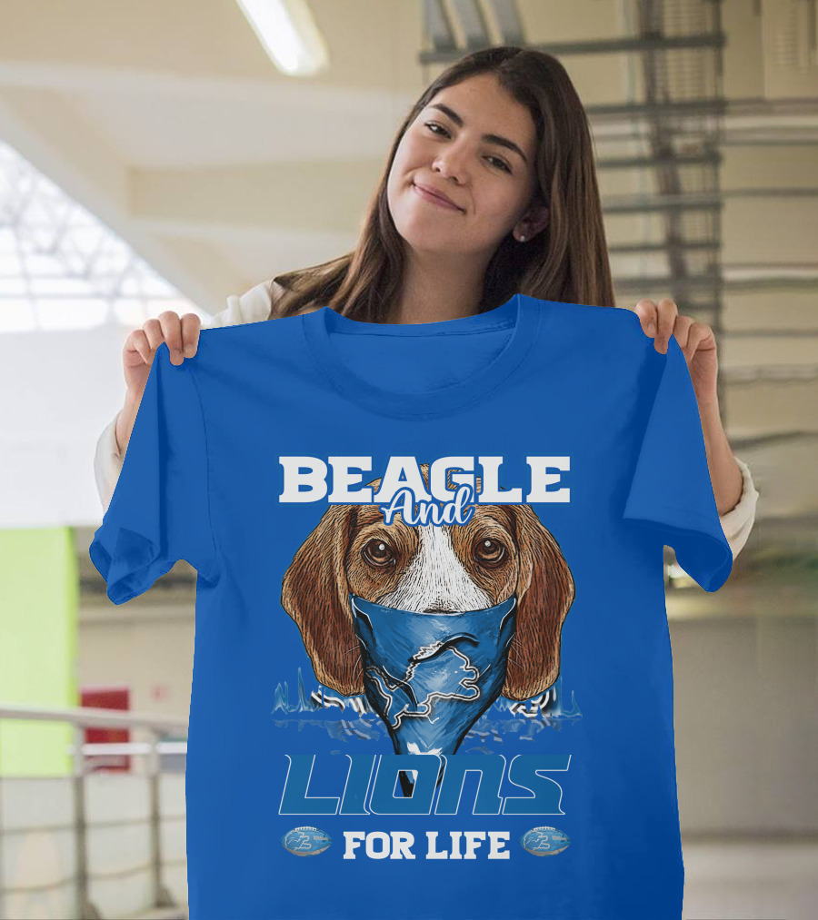 Beagle And Lions For Life Detroit Lions T-Shirt