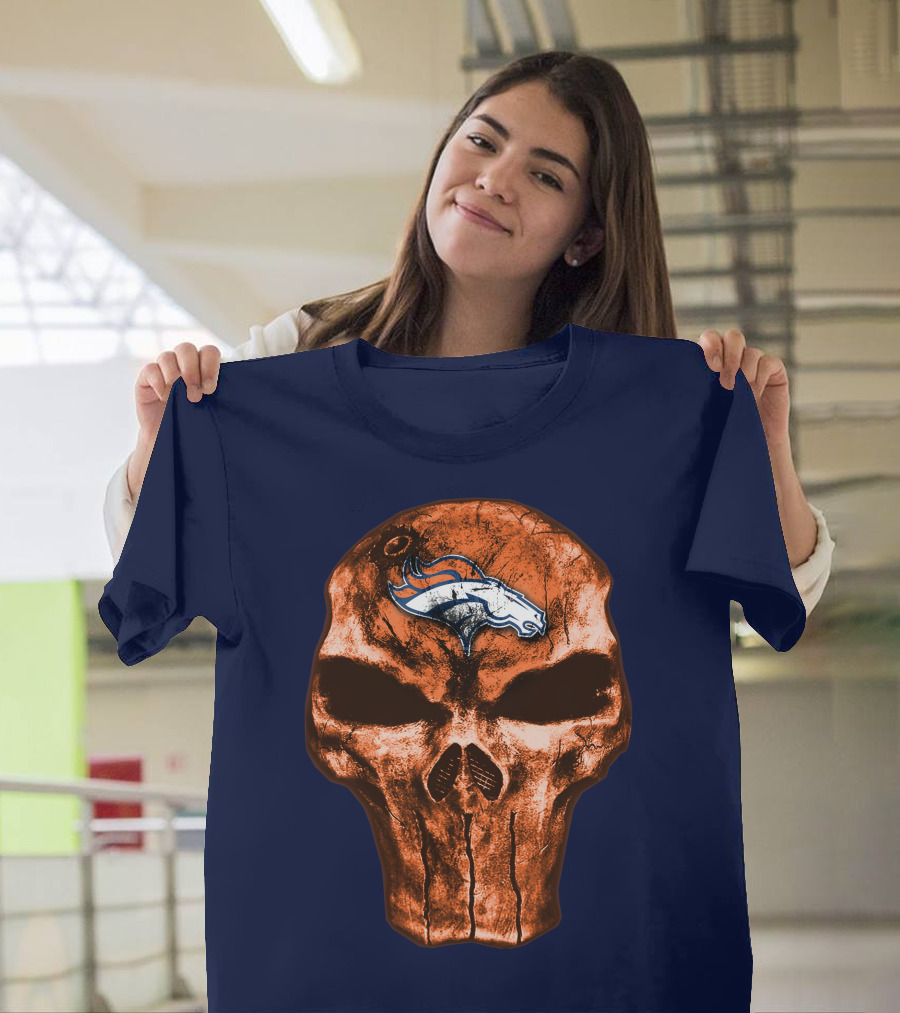 Skull Denver Broncos Logo Skull T-Shirt