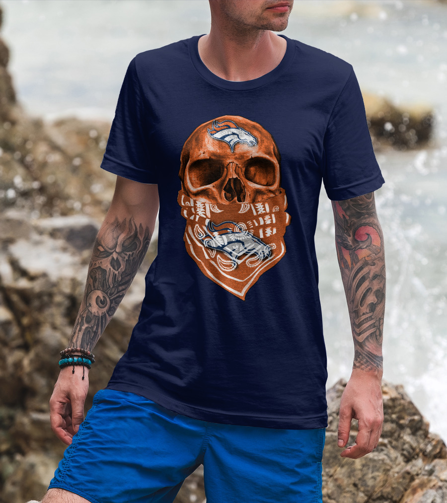 Denver Broncos Skull Bandana T-Shirt