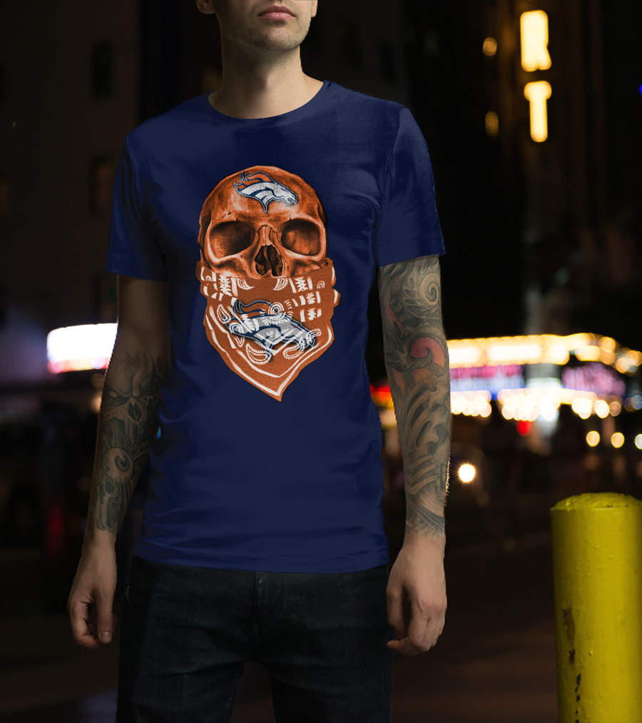 Denver Broncos Skull Bandana T-Shirt