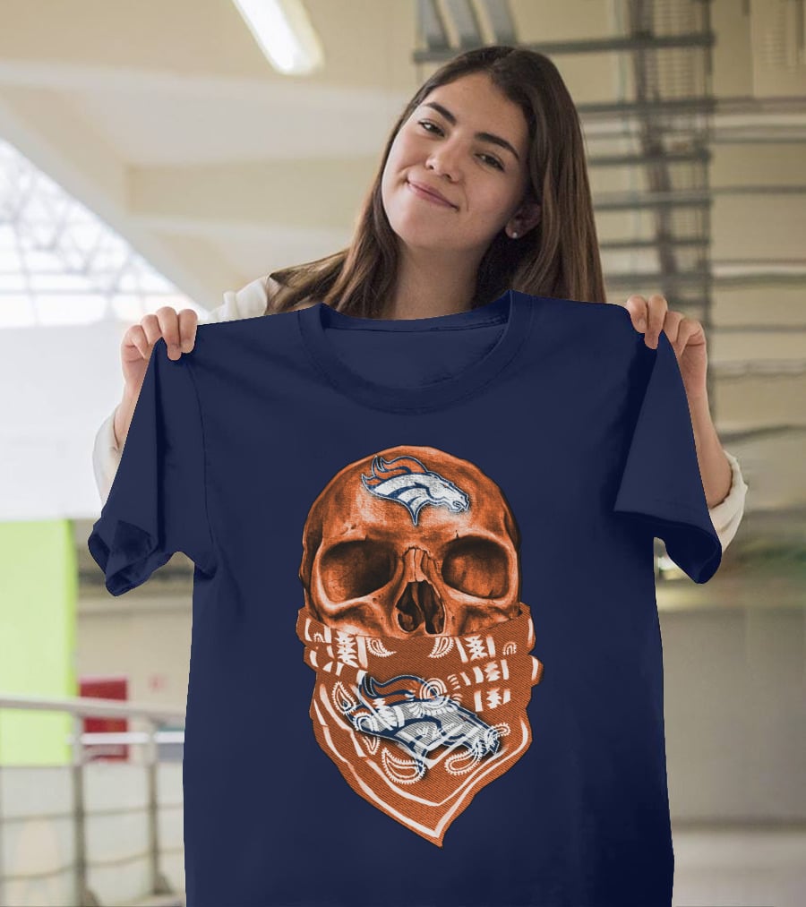 Denver Broncos Skull Bandana T-Shirt