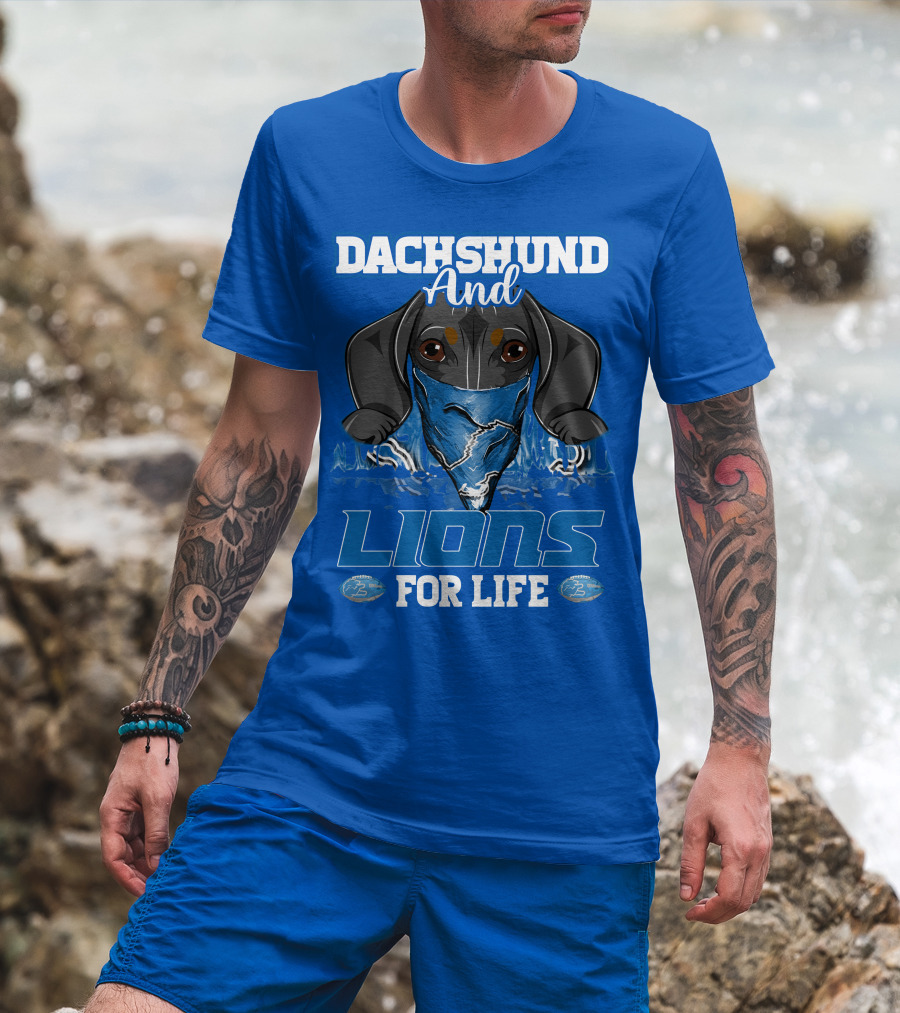 Dachshund And Lions For Life Detroit T-Shirt