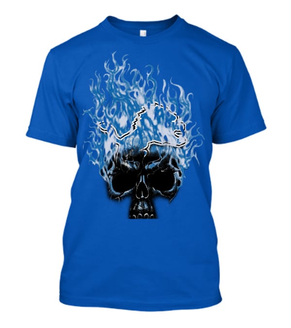 Detroit Lions Flaming Skull T-Shirt