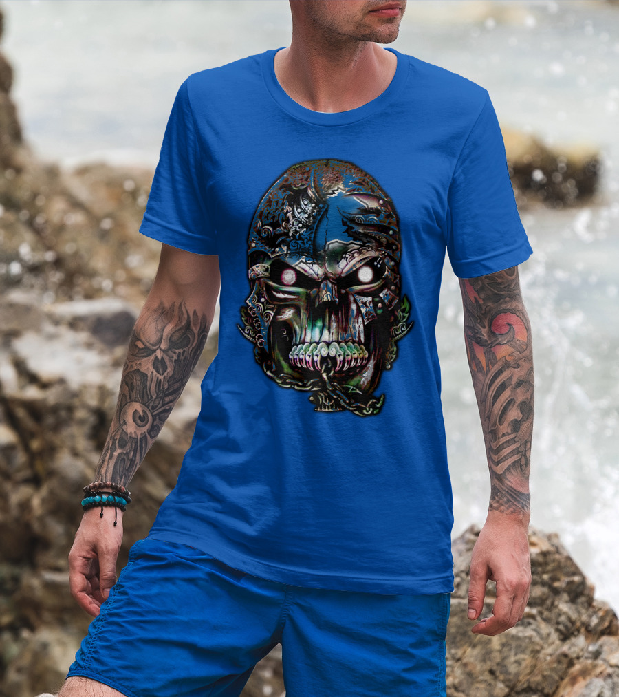 Detroit Lions 65 Skull Artwork T-Shirt
