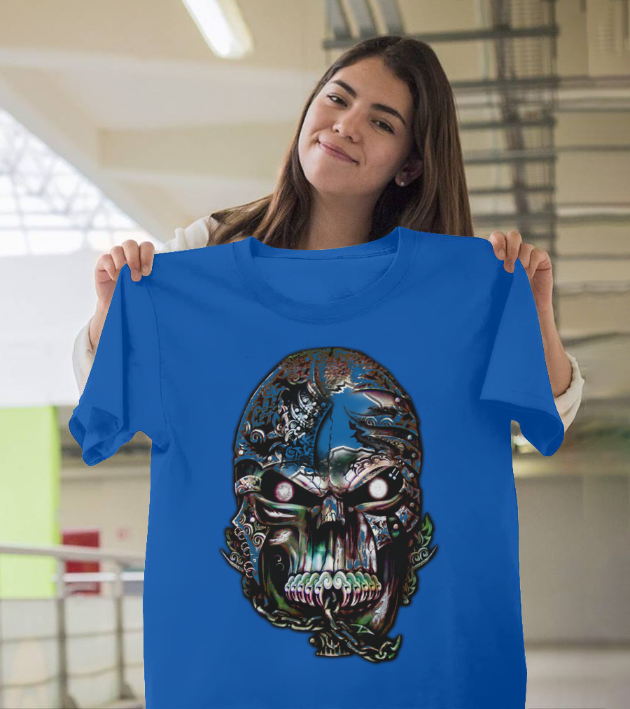 Detroit Lions 65 Skull Artwork T-Shirt