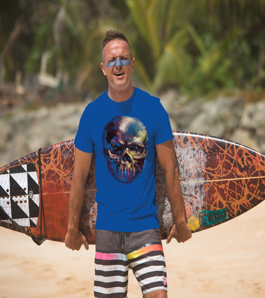 Detroit Lions 25 Skull Design With Blue T-Shirt