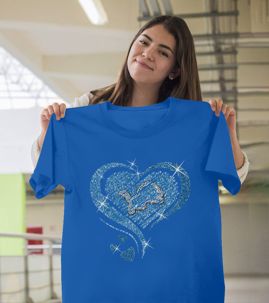 Heart Diamond Detroit Lions Sparkling T-Shirt