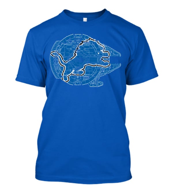 Detroit Lions Millennium Falcon Football Crossover T-Shirt