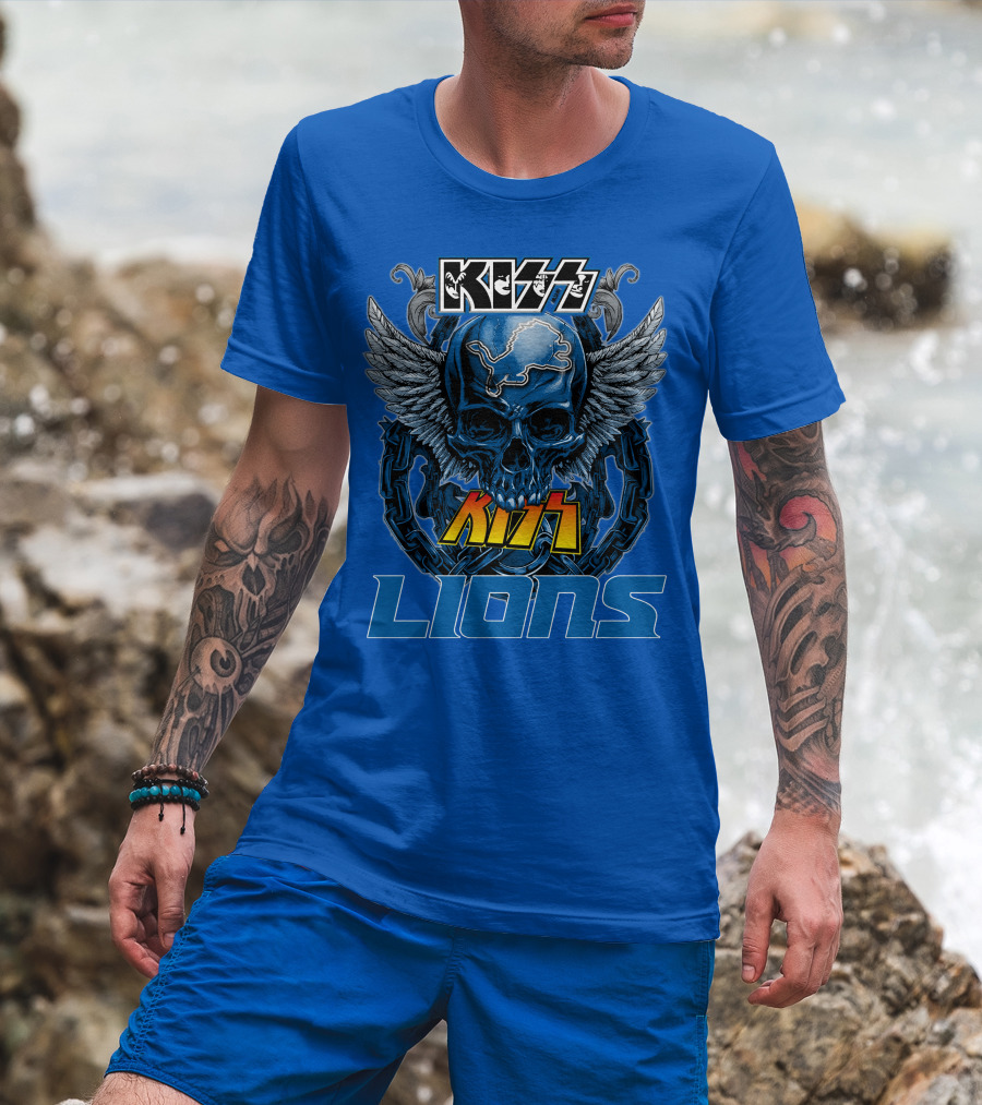 KISS Detroit Lions Skull Wings T-Shirt