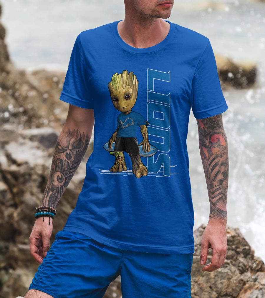 Groot Detroit Lions NFL Team Groot T-Shirt