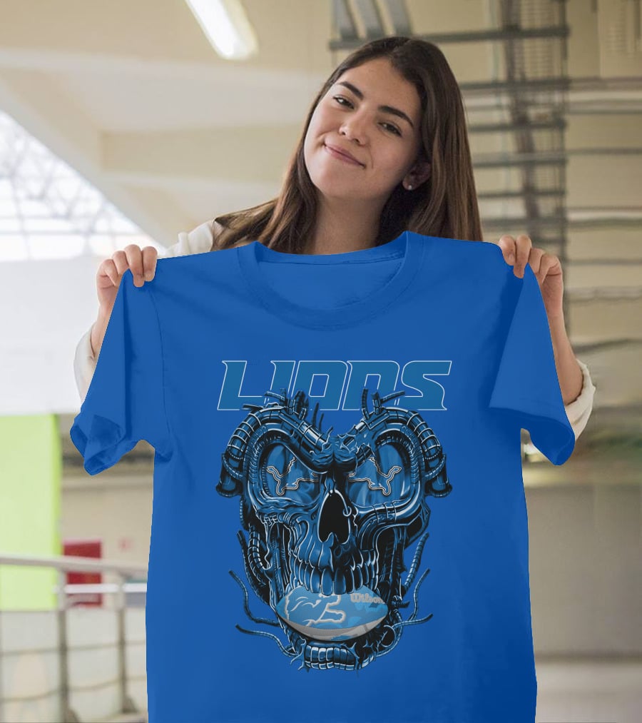 DETROIT LIONS Dragonskull Football Fusion T-Shirt