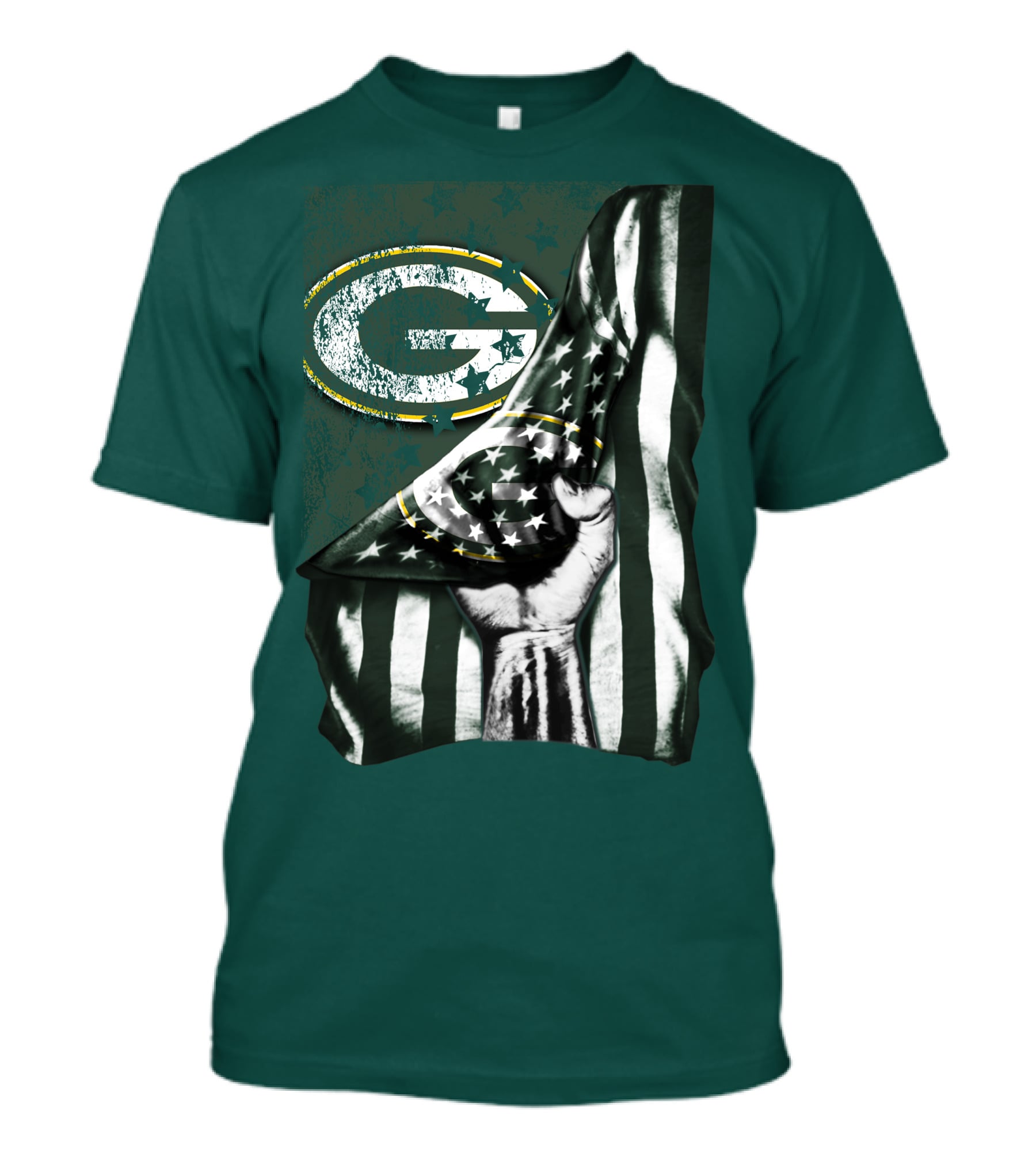 Flag V1 Green Bay Packers Stars And Stripes Power Fist T-Shirt