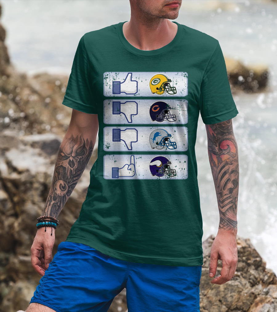 Green Bay Packers Chicago Bears Detroit Lions Minnesota Vikings Nfl Rivalry Icons T-Shirt