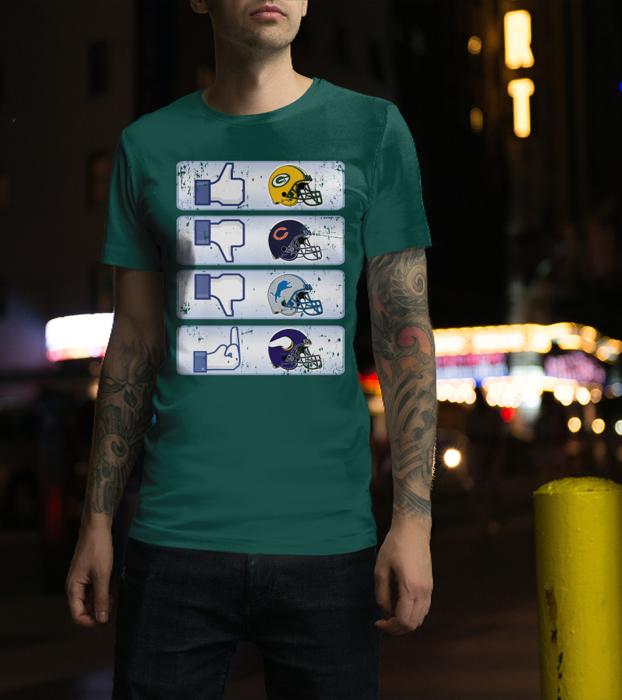 Green Bay Packers Chicago Bears Detroit Lions Minnesota Vikings Nfl Rivalry Icons T-Shirt