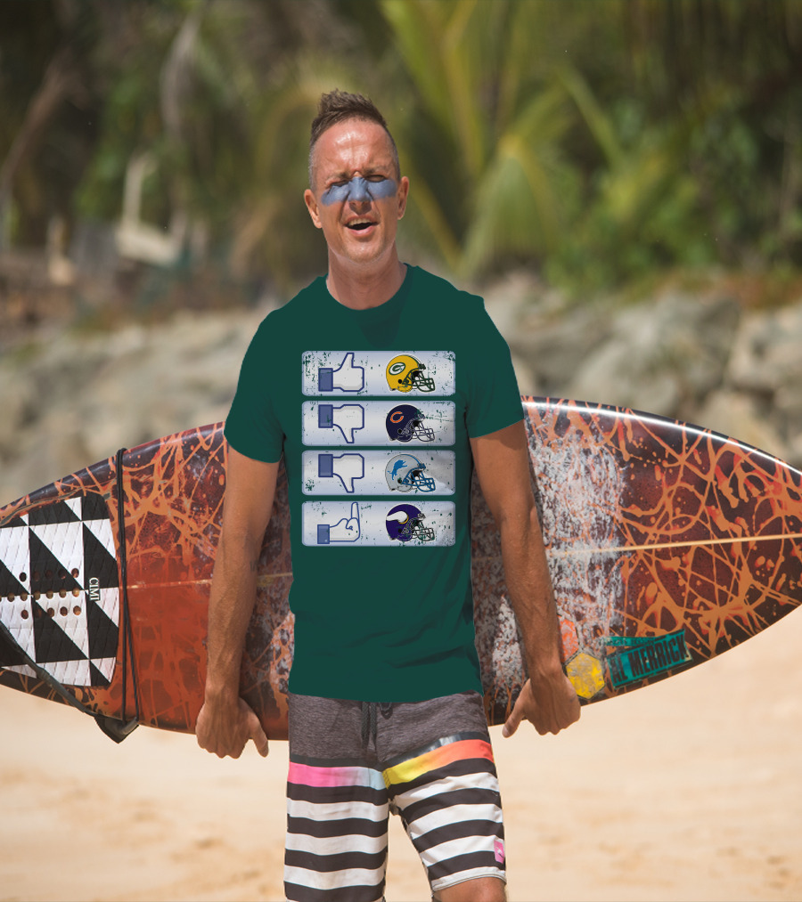 Green Bay Packers Chicago Bears Detroit Lions Minnesota Vikings Nfl Rivalry Icons T-Shirt