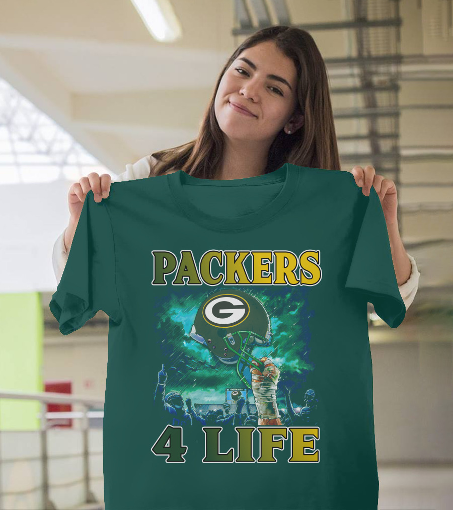 Packers 4 Life Green Bay Victory Helmet Celebration T-Shirt