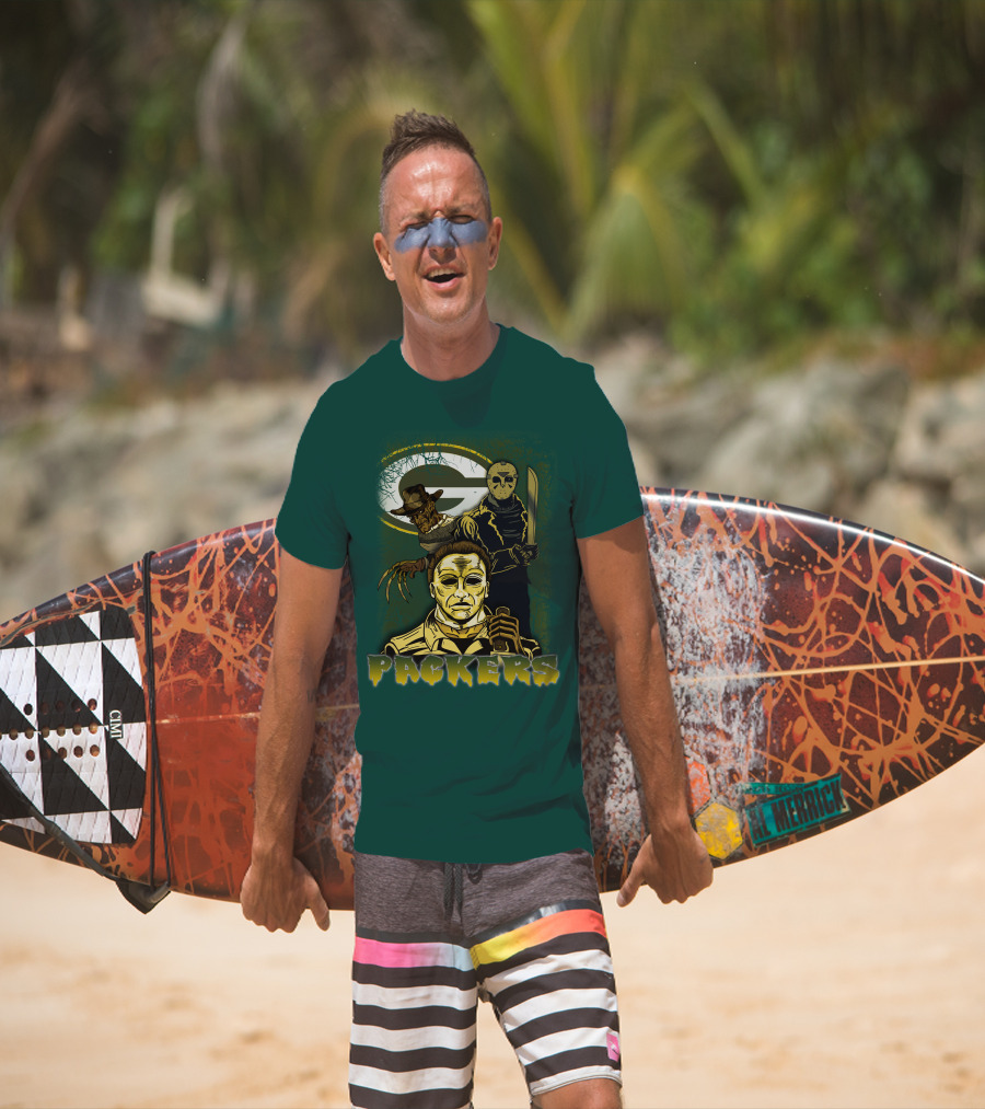 Green Bay Packers Horror Icons Mashup Freddy Jason Michael Myers T-Shirt