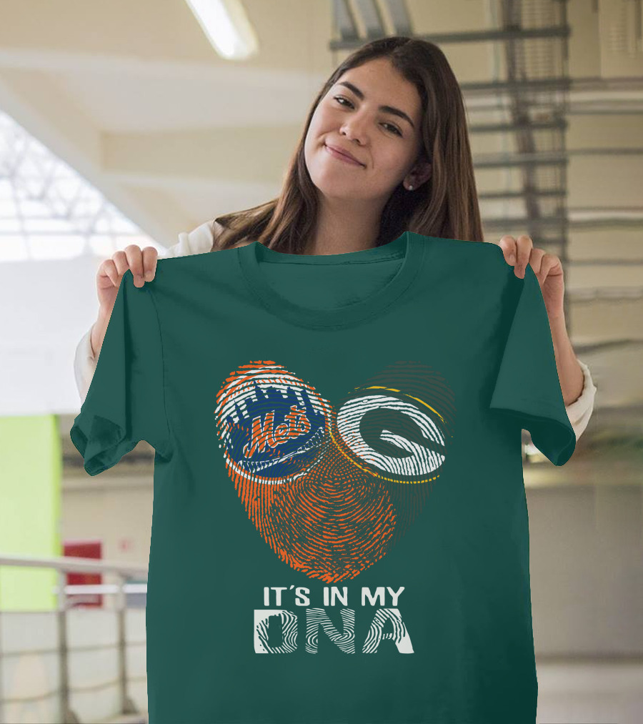 Green Bay Packers New York Mets It's In My Dna T-Shirt