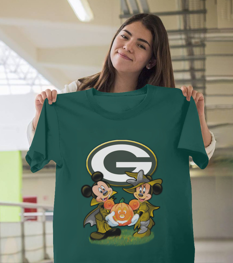 Green Bay Packers Mickey Minnie Halloween Pumpkin T-Shirt