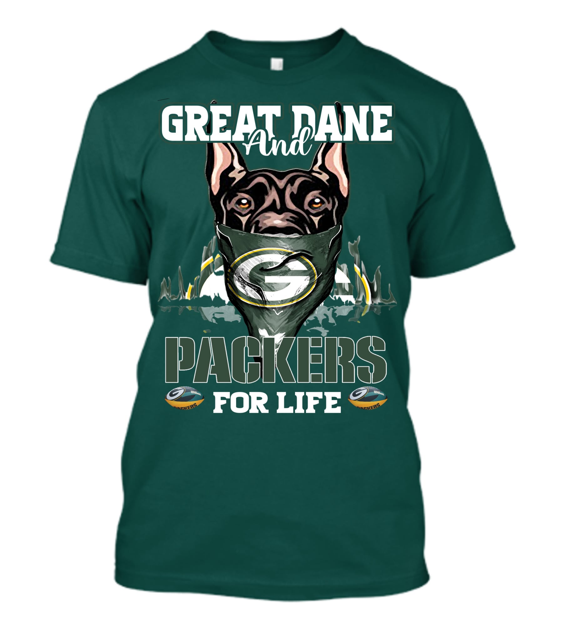Great Dane And Packers For Life Green Bay Packers T-Shirt