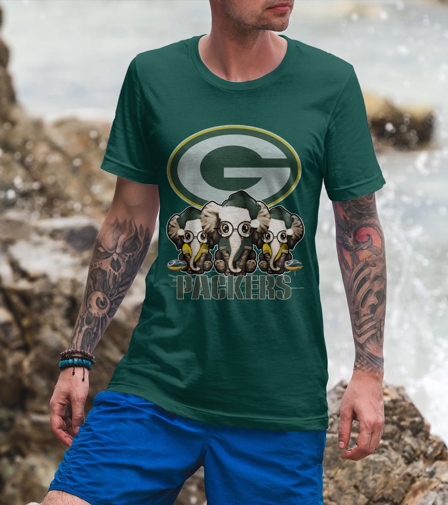 Elephant Packers Christmas Green Bay Packers T-Shirt