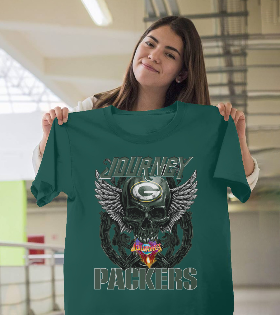 Journey Green Bay Packers Winged Skull Flame T-Shirt