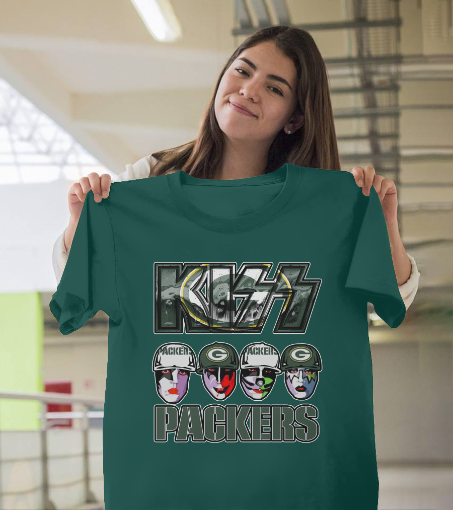 Kiss Packers Green Bay Fan Faces T-Shirt