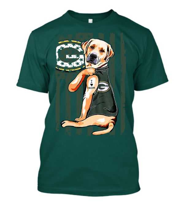 Labrador Retriever I Love Mom Green Bay Packers Fan Stars T-Shirt