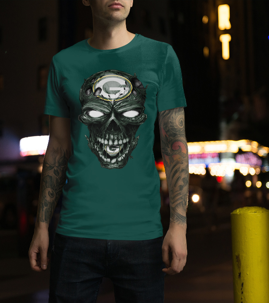 Skull Green Bay Packers G Logo Zombie Fusion T-Shirt