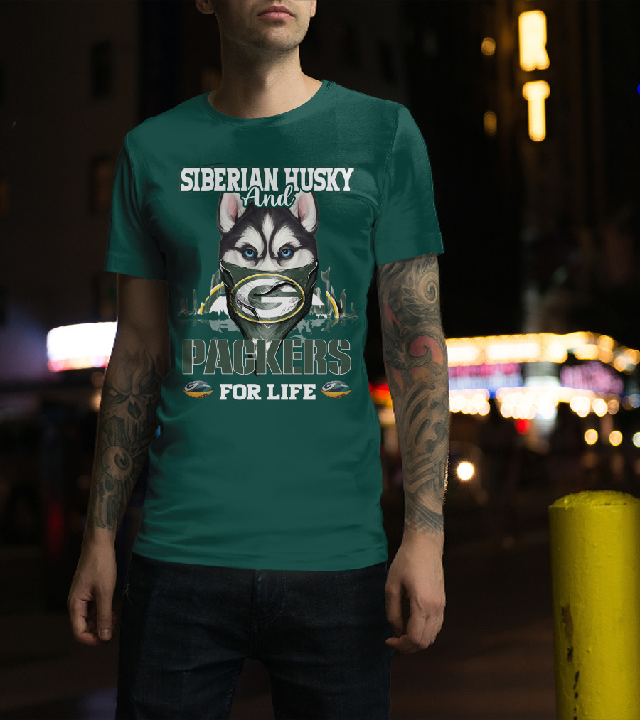 Siberian Husky And Packers For Life T-Shirt