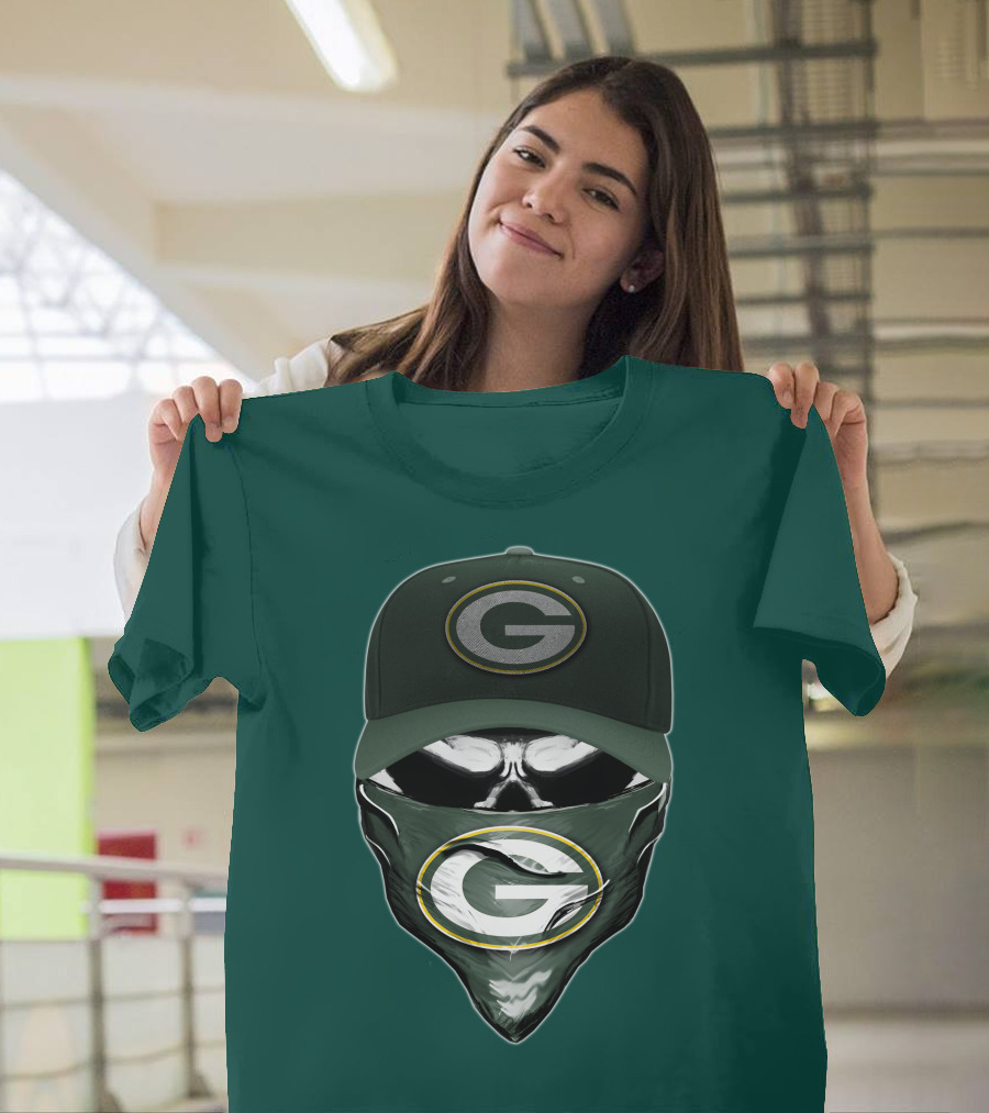 Green Bay Packers Skull Cap and Bandana T-Shirt