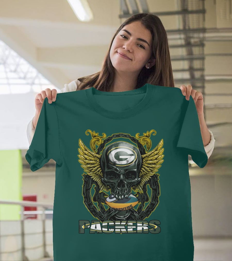 Packers Skull Green Bay Football Wings T-Shirt