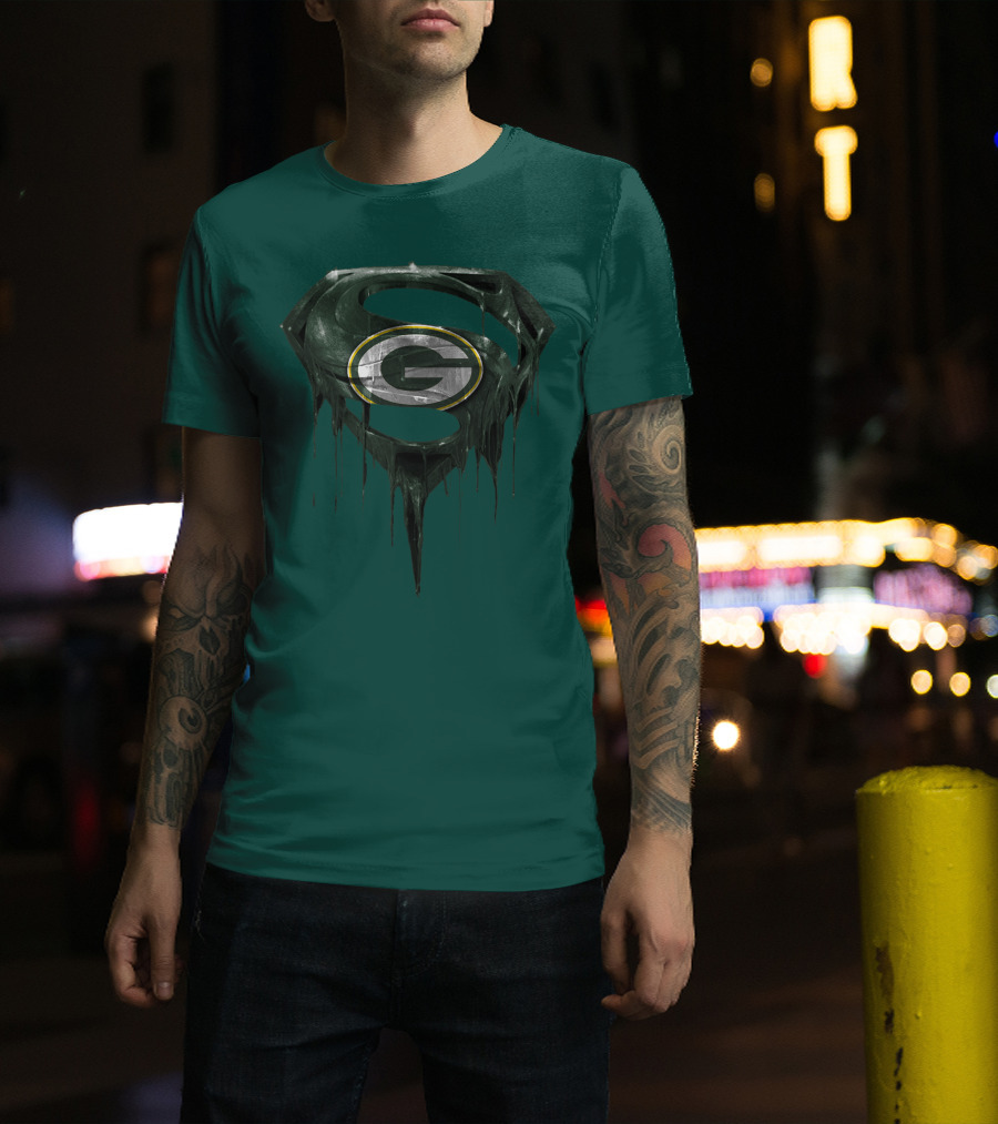 Spm Superman Green Bay Packers Logo Fusion T-Shirt