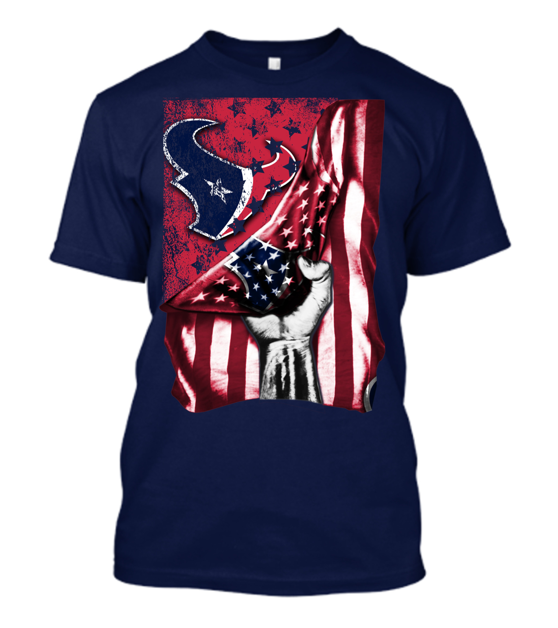 Houston Texans Stars And Stripes American Flag Fist T-Shirt