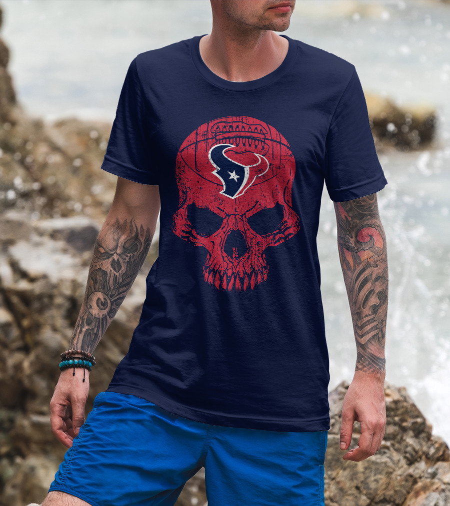 Houston Texans Skull Football Emblem 18 T-Shirt