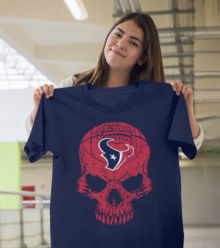Houston Texans Skull Football Emblem 18 T-Shirt