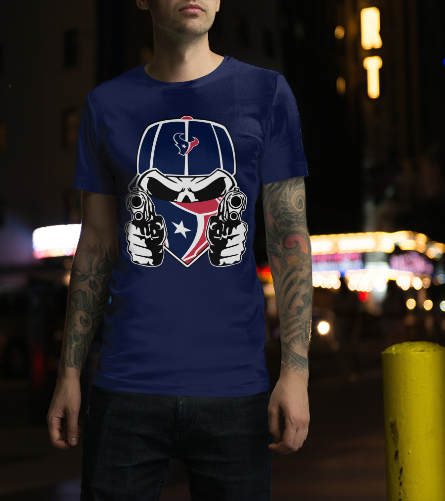 Houston Texans Skull Masked Gunslinger Fan Art T-Shirt