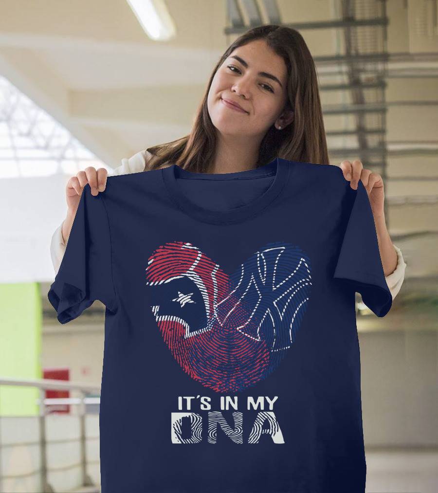 Houston Texans It's In My Dna Fingerprint Heart Yankees T-Shirt