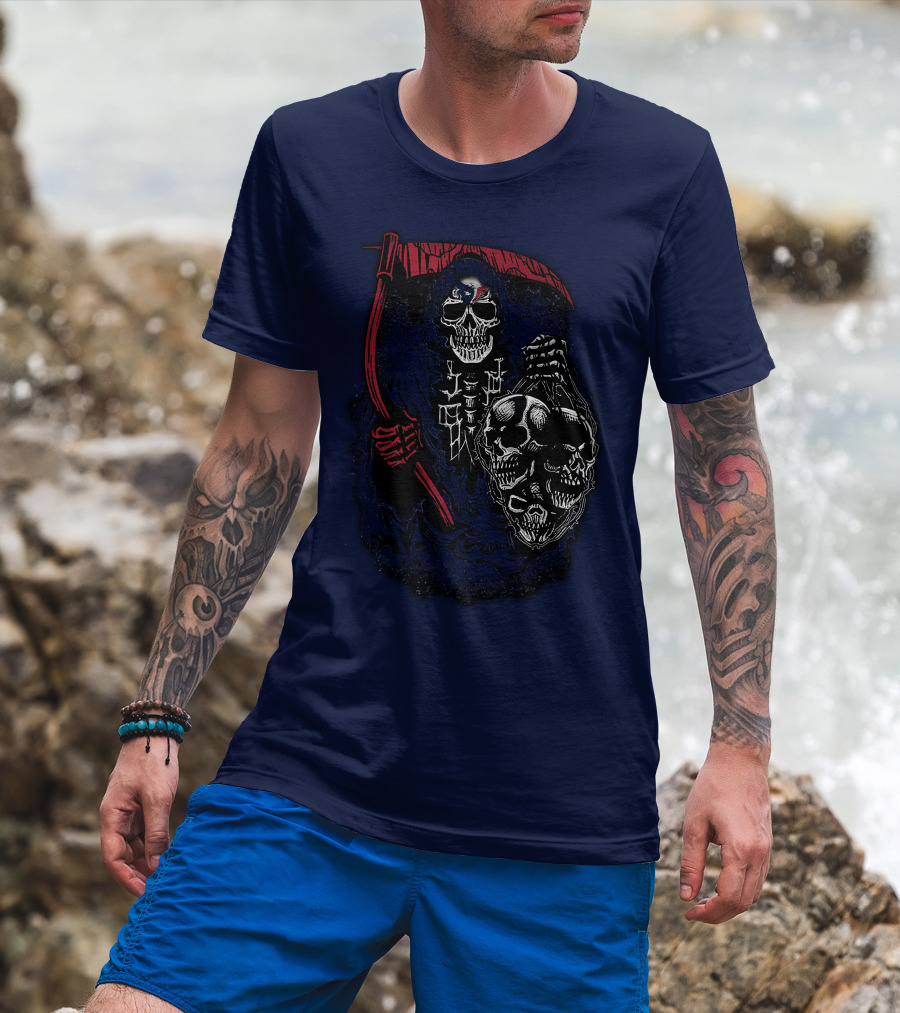 Houston Texans 07 Grim Reaper Skull Artwork T-Shirt