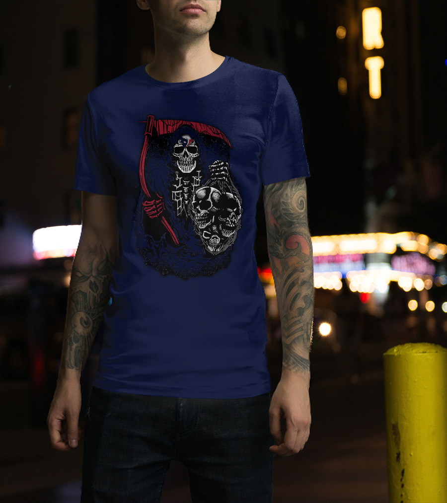 Houston Texans 07 Grim Reaper Skull Artwork T-Shirt
