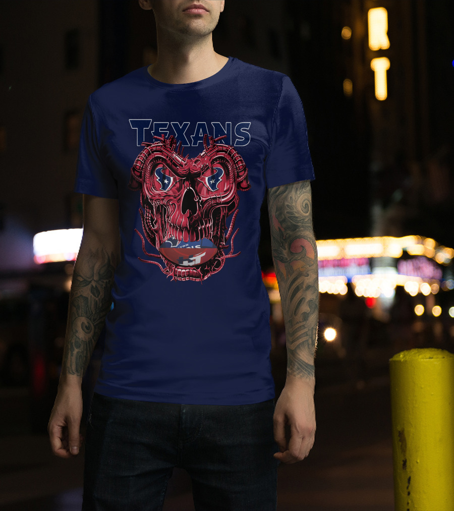 Texans Dragonskull Football Face T-Shirt