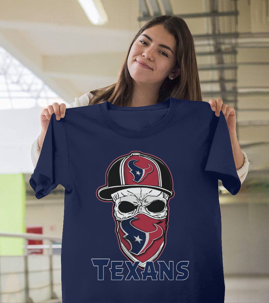 Houston Texans Skull Hat T-Shirt