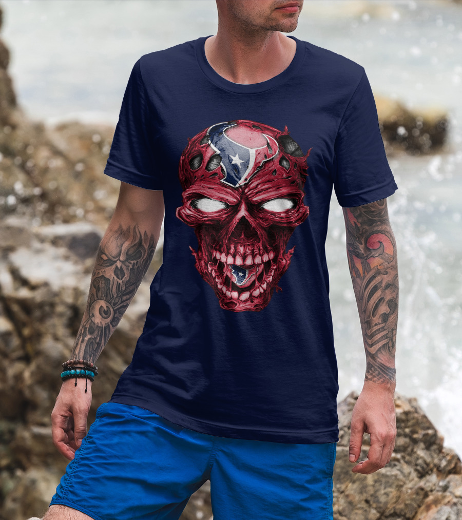 Skull Houston Texans Logo Horror T-Shirt