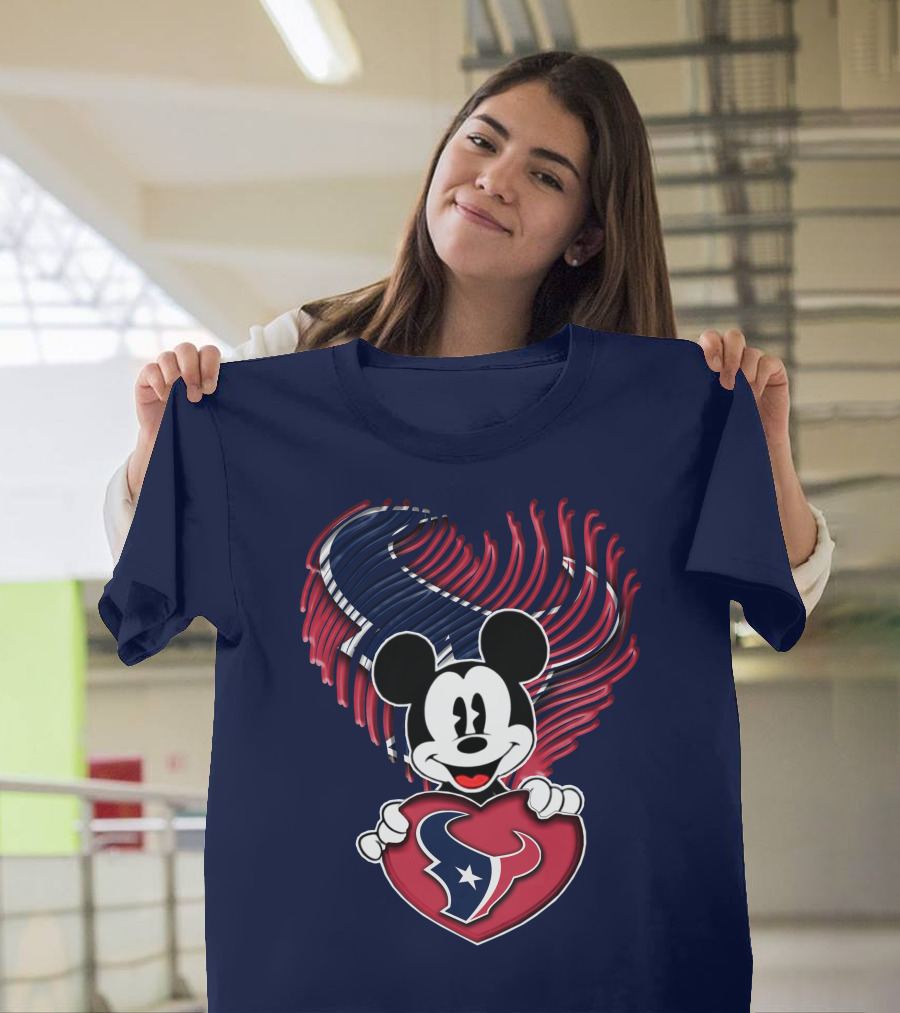 Mick Mouse Heart Houston Texans T-Shirt
